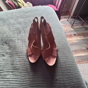 Pedro Garcia Dusty beige Suede Slingback Heels 39